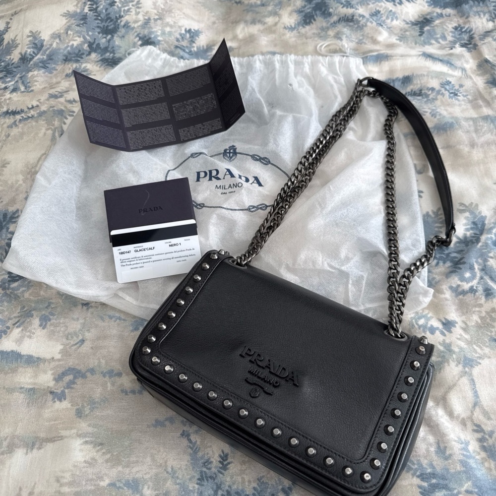 Authentic Prada Patrice Glacé Studded Bag